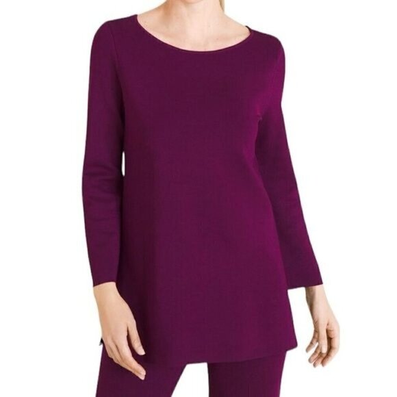 Chico’s TRAVELERS COLLECTIONSweater-Knit Top Plum Size Small - Picture 4 of 15